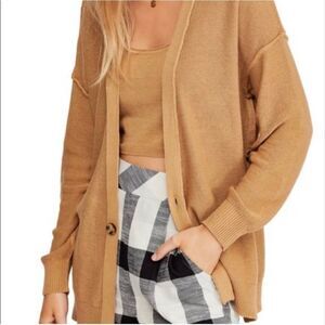 Free People Cotton Linen Blend Cardigan